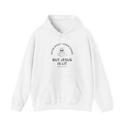 Satan might throw shade but Jesus is lit Christian hoodie
