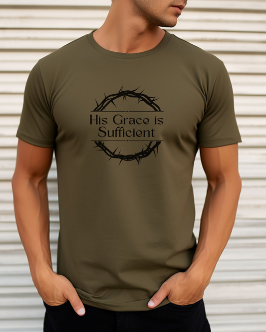 His Grace is Sufficient Men's Christian T shirt