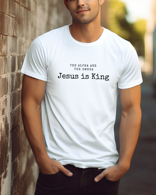 The Alpha and the Omega Jesus is King Men's Christian T shirt
