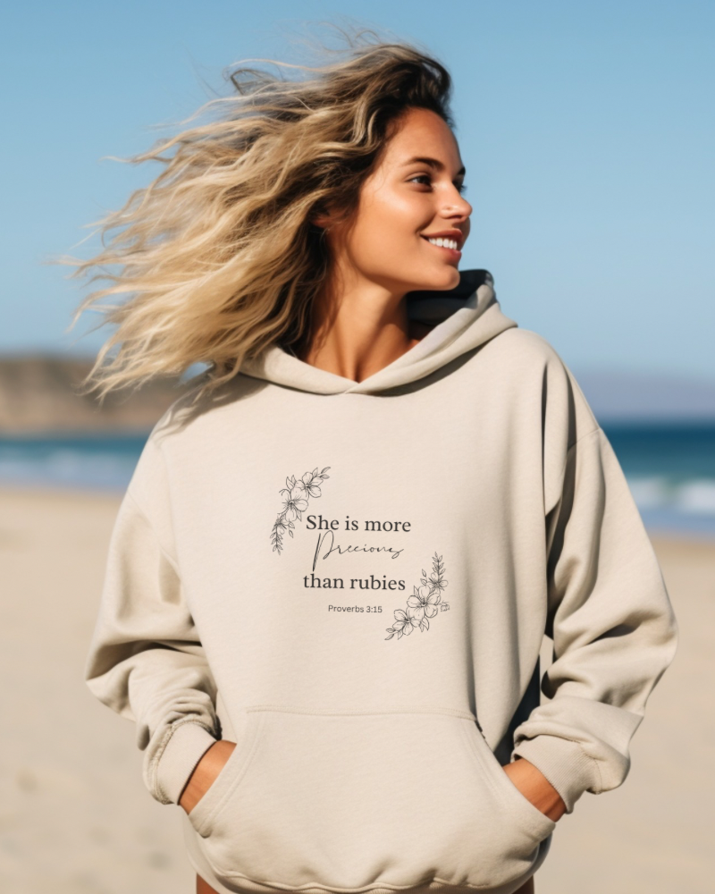 She is More Precious Than Rubies Christian Hoodie For Women