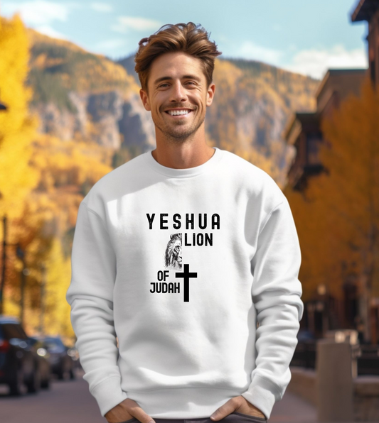 Yeshua Lion of Judah Christian Crewneck Sweatshirt for Men