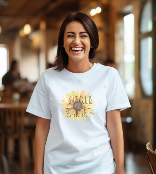 His Grace is Sufficient Christian Tee Shirt For Women