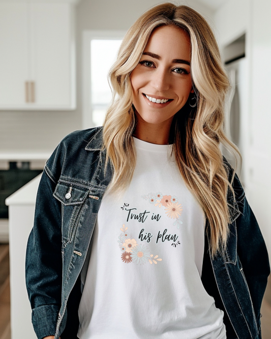 Trust in His Plan Christian Tee shirt for Women